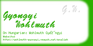 gyongyi wohlmuth business card